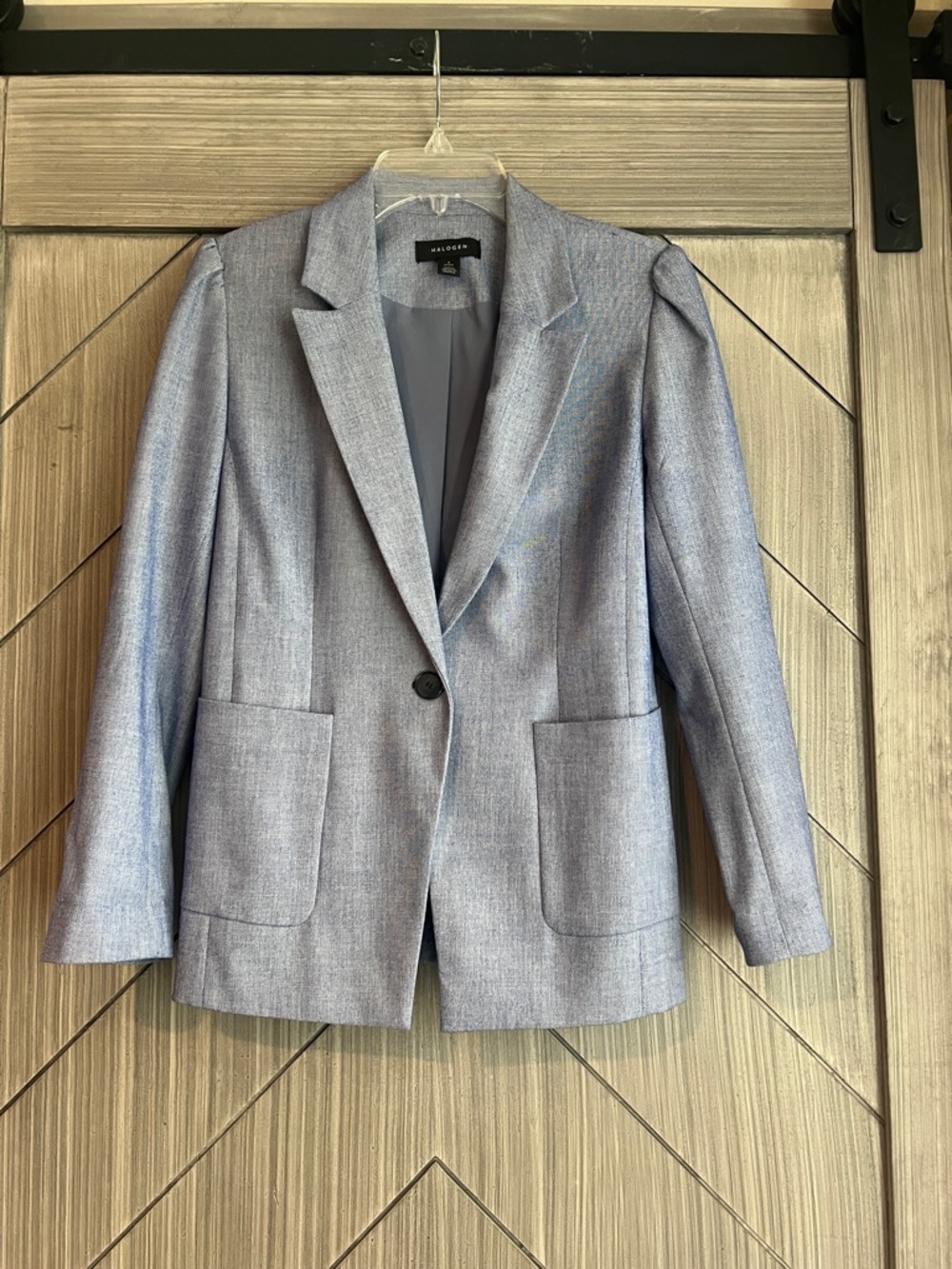 Halogen Light Blue Single-Button Notch-Lapel Blazer